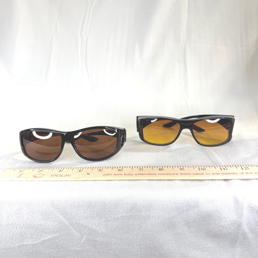 Solar Shield Polarized Fit Over Sunglasses Bundle Black Brown Amber 2 Pairs